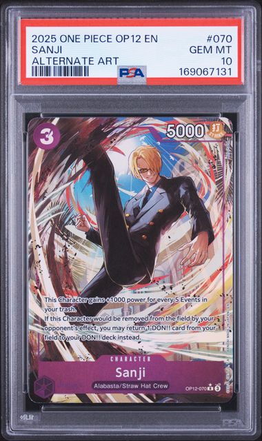 2025 ONE PIECE OP12-LEGACY OF THE MASTER #070 SANJI ALTERNATE ART PSA 10