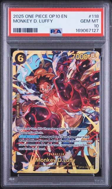 2025 ONE PIECE OP10-ROYAL BLOOD #118 MONKEY D. LUFFY PSA 10