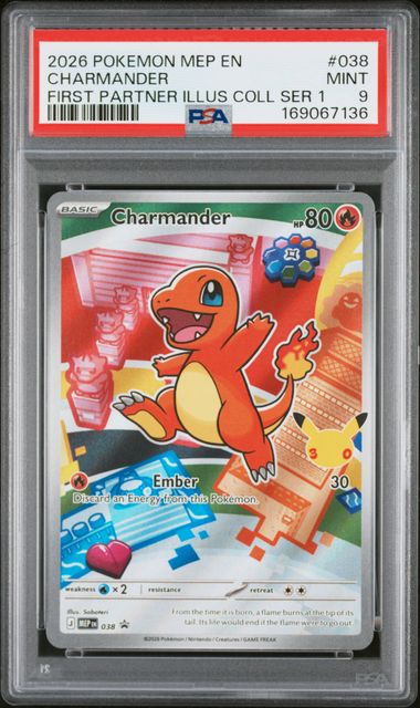 2026 POKEMON BLACK STAR PROMOS #038 CHARMANDER FIRST PARTNER Series 1 PSA 9