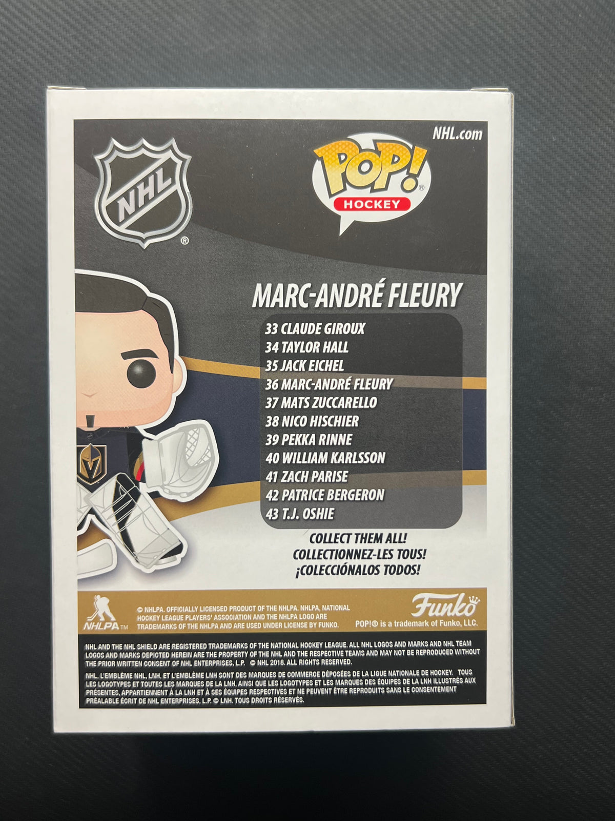 FUNKO POP Hockey NHL #36 Vegas Golden Knights MARC-ANDRE FLEURY Retired/Vaulted