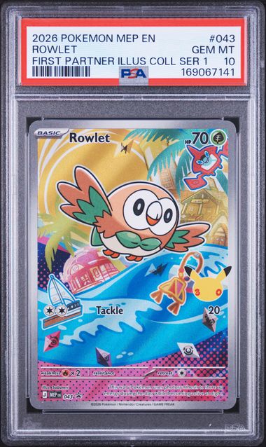 2026 POKEMON BLACK STAR PROMOS #043 ROWLET FIRST PARTNER Series 1 PSA 10