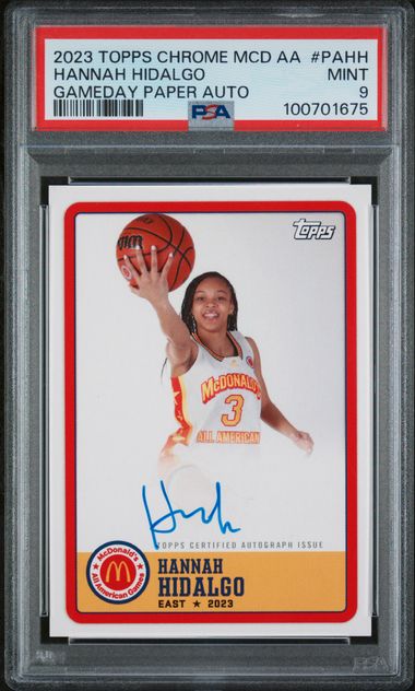 2023 TOPPS CHROME MCDONALD'S AA GAMEDAY PAPER AUTOGRAPHS #PAHH HANNAH HIDALGO PSA 9